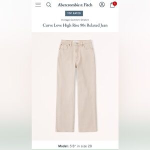 Abercrombie & Fitch Curve Love High Rise 90s Relaxed Jean
OAT, 30 SHORT